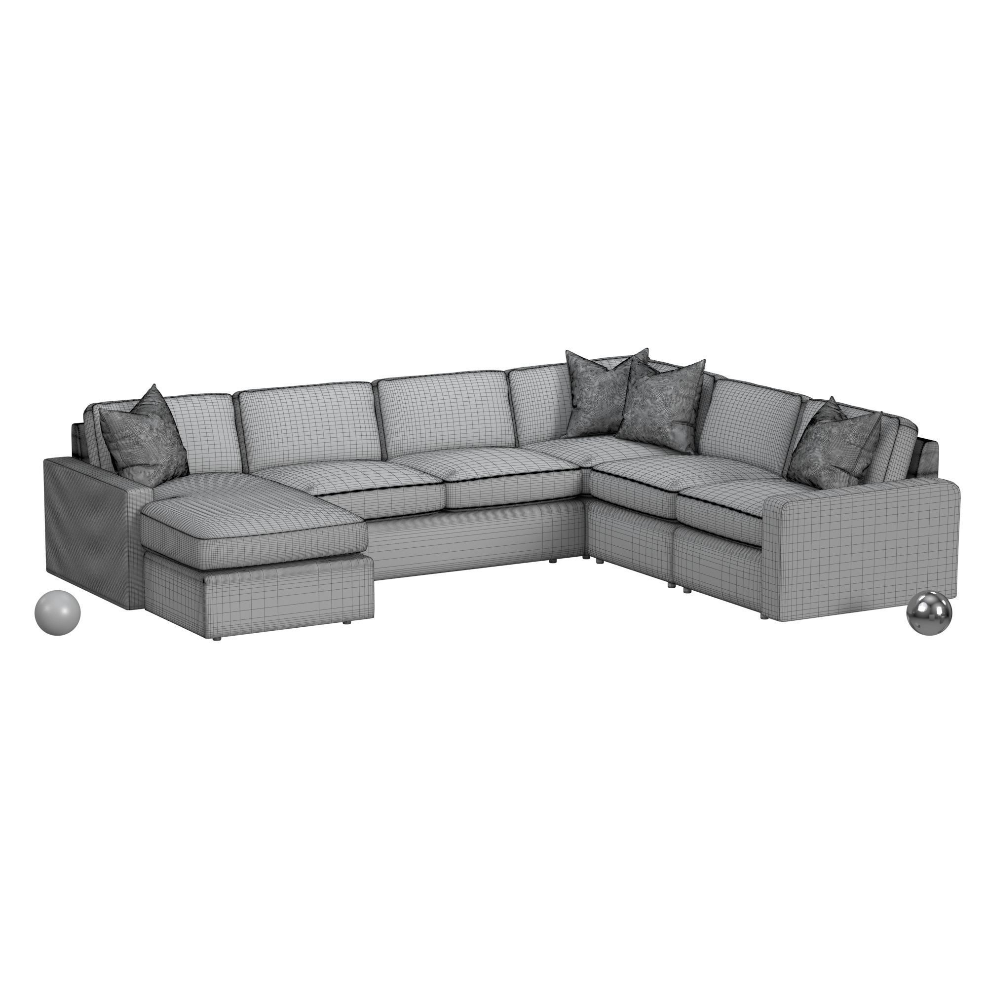 Flexsteel Sky Sectional With  Chaise 3D model_4