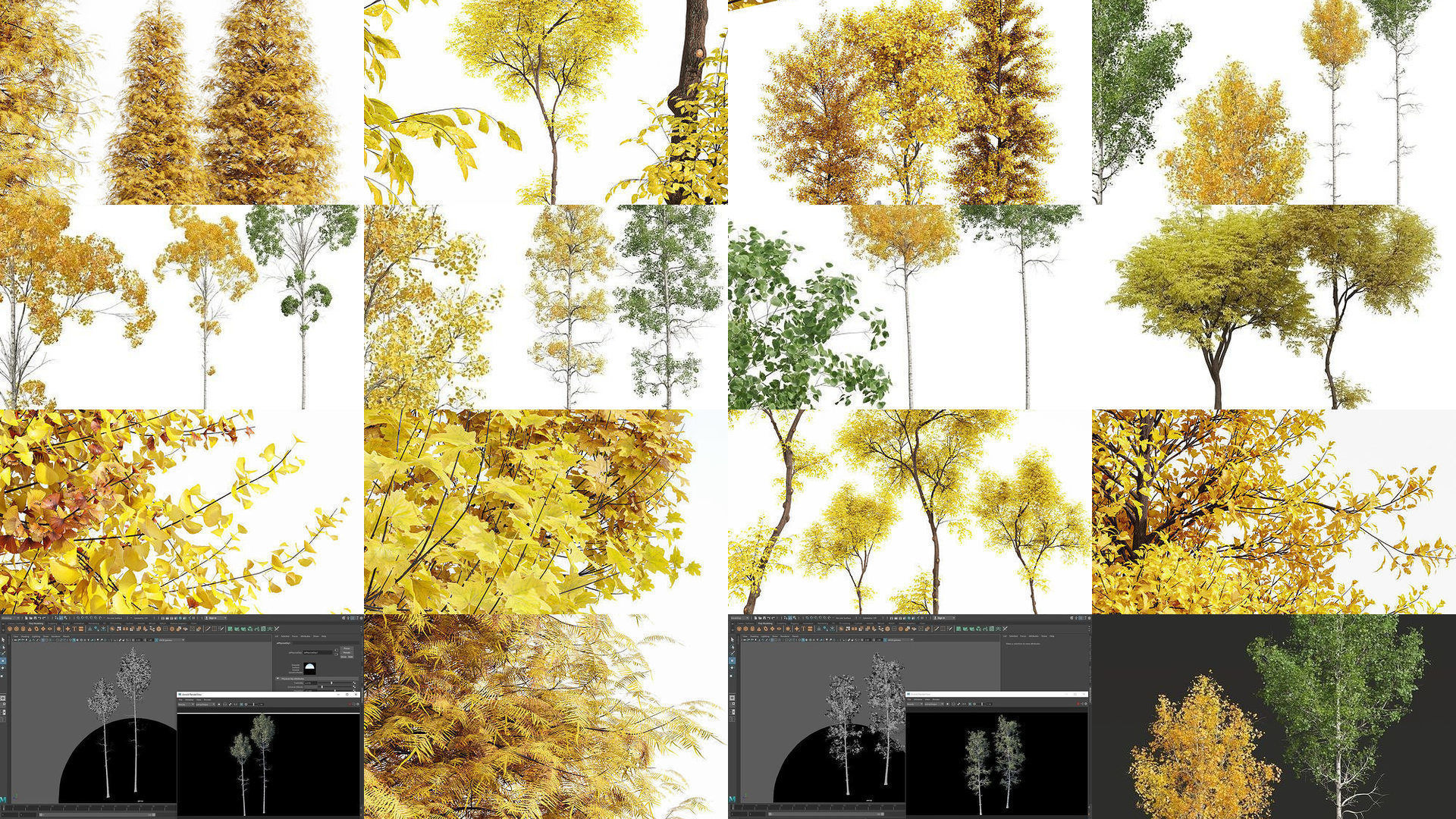 AV 20 Different SETS of Dry autumn and winter trees 3D Model Collection_1