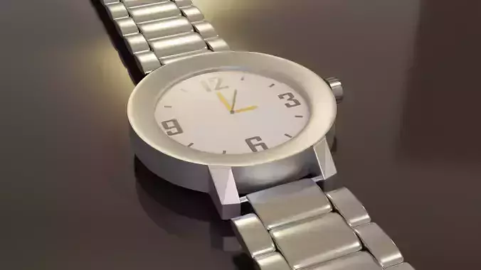 High-Quality 3D Model of a Stainless Steel Wristwatch 