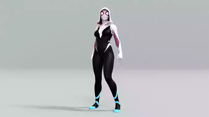 Spider Gwen Rigged Animated