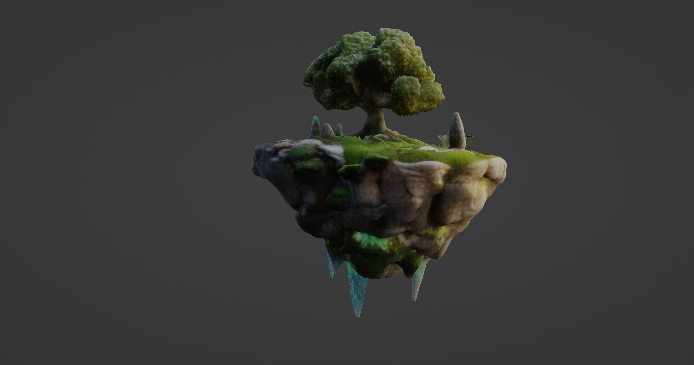 Floating Magic Island with Crystal Energy 3D model_5