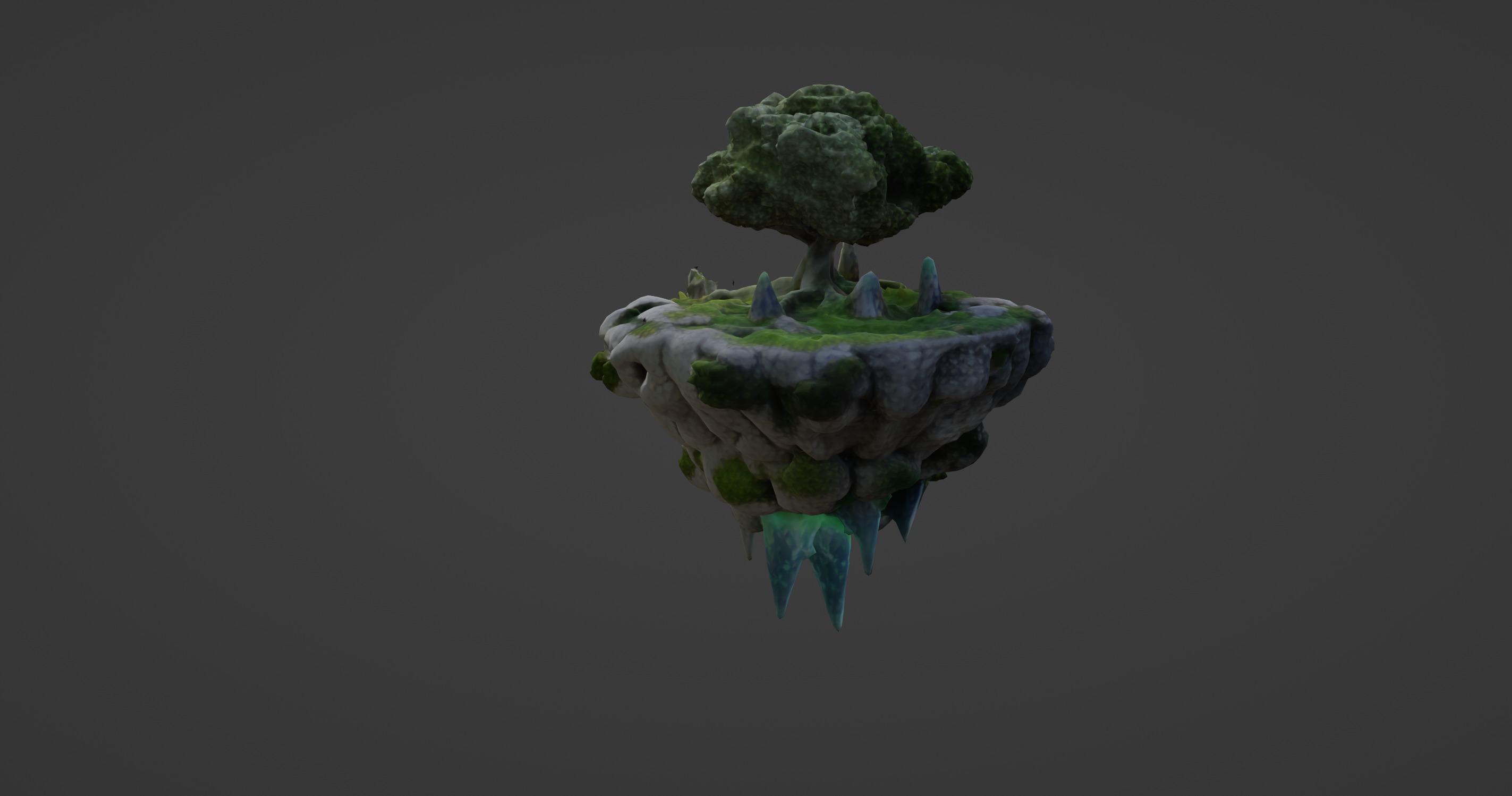Floating Magic Island with Crystal Energy 3D model_7