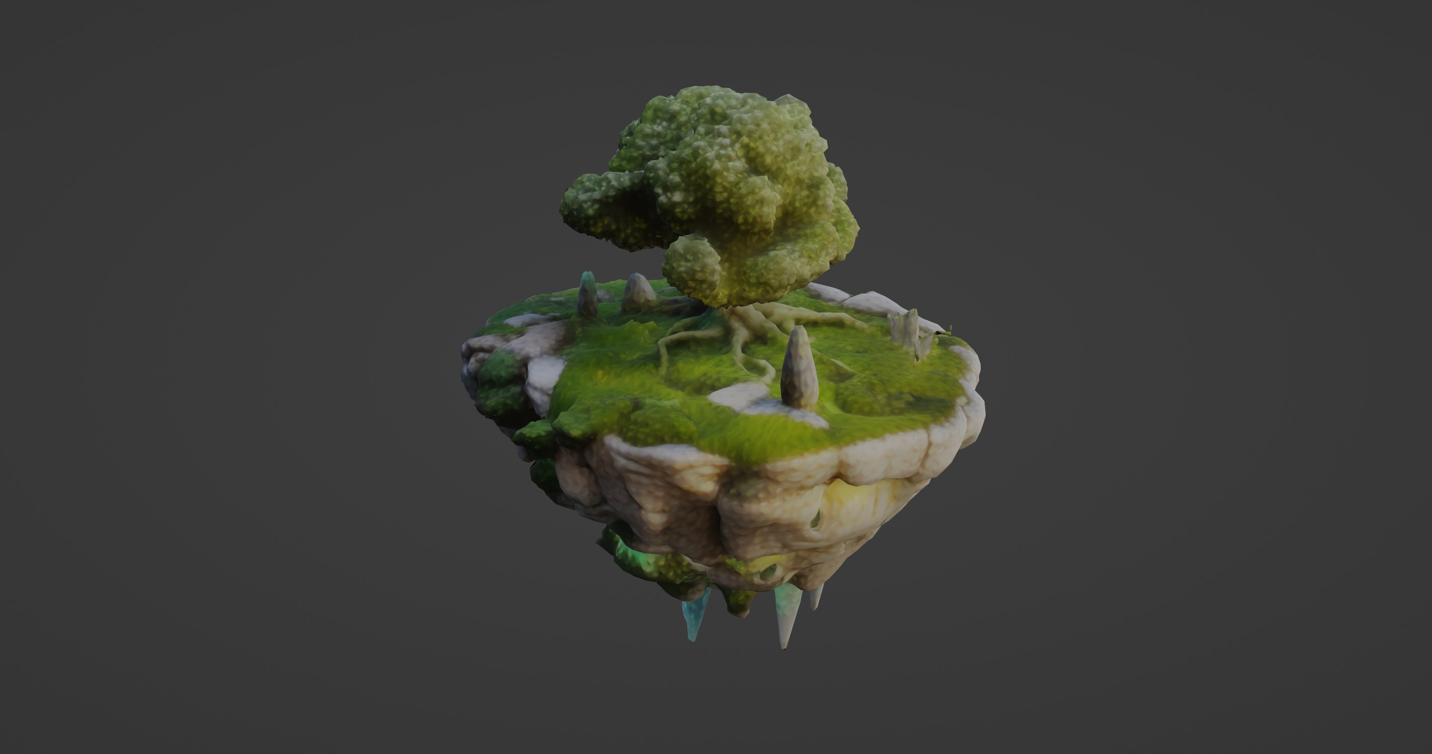 Floating Magic Island with Crystal Energy 3D model_2