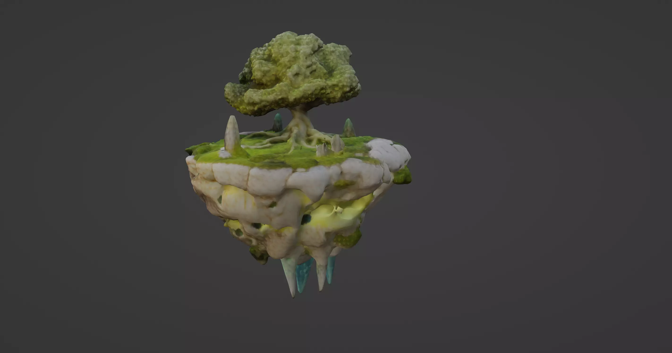 Floating Magic Island with Crystal Energy 3D model_0