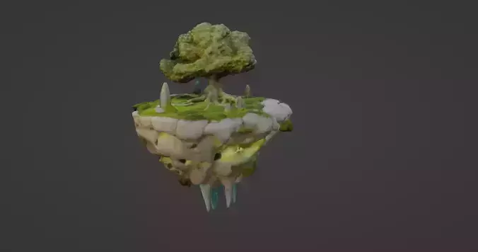 Floating Magic Island with Crystal Energy 3D model