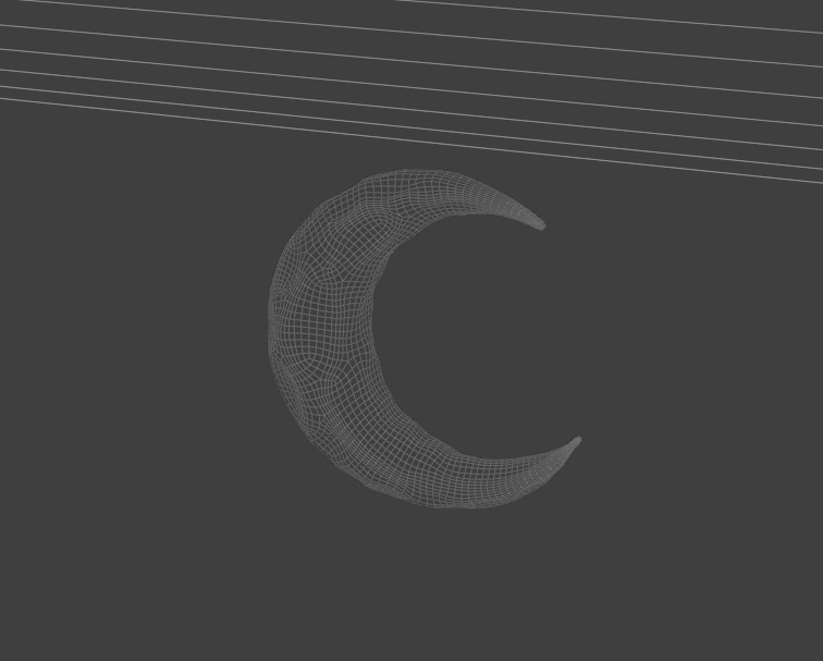 Golden Crescent Moon Symbol Low-poly 3D model_2