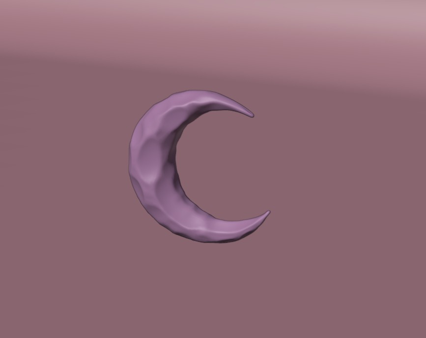Golden Crescent Moon Symbol Low-poly 3D model_1