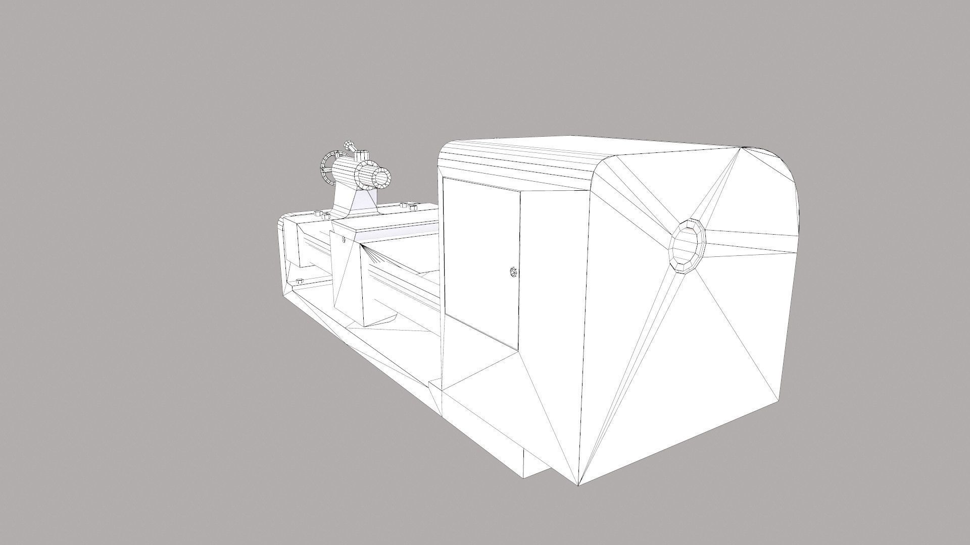 Lathe Machine Low-poly 3D model_9