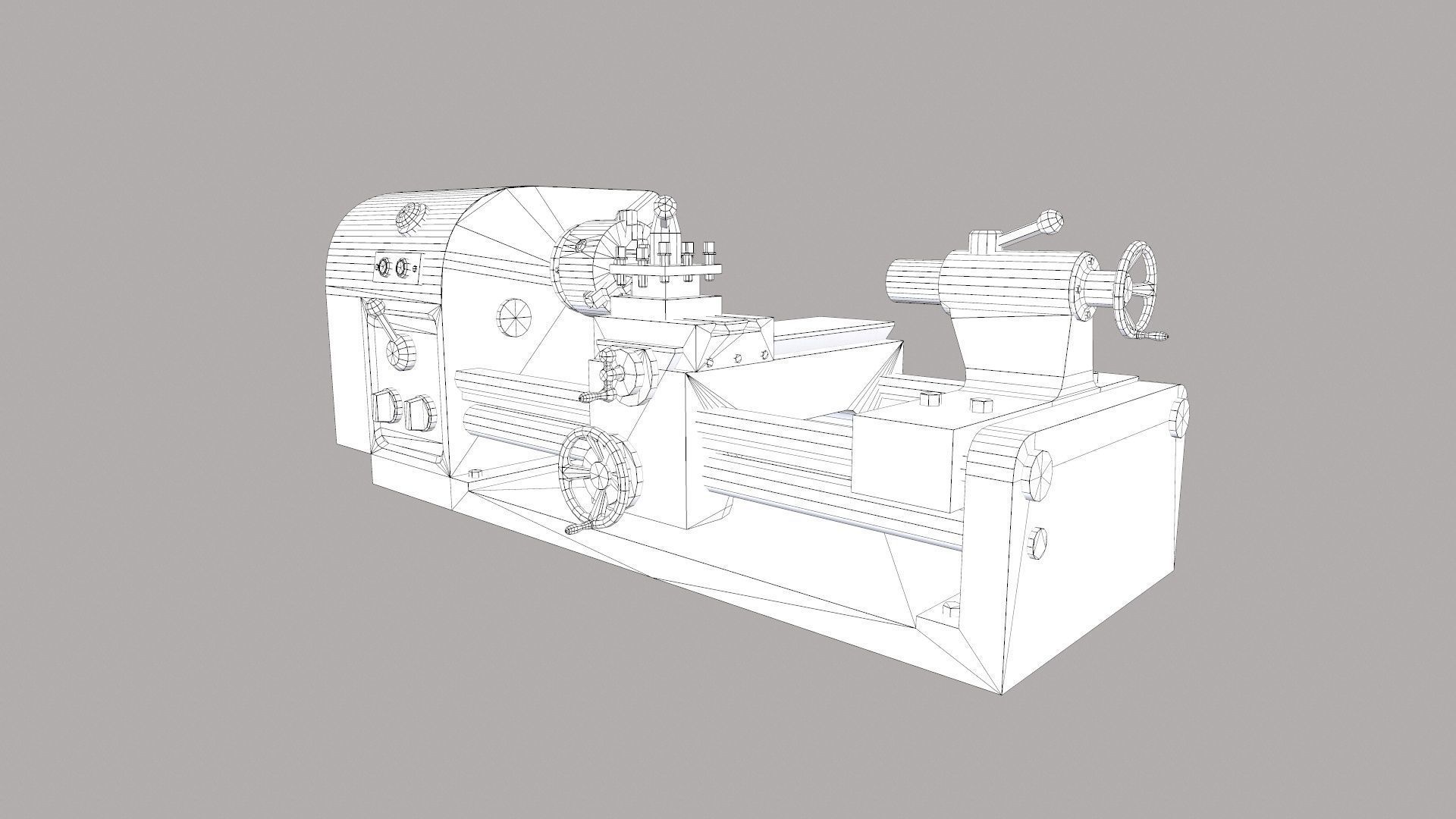 Lathe Machine Low-poly 3D model_12