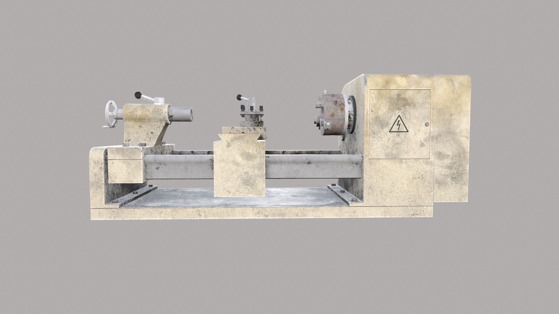 Lathe Machine Low-poly 3D model_6