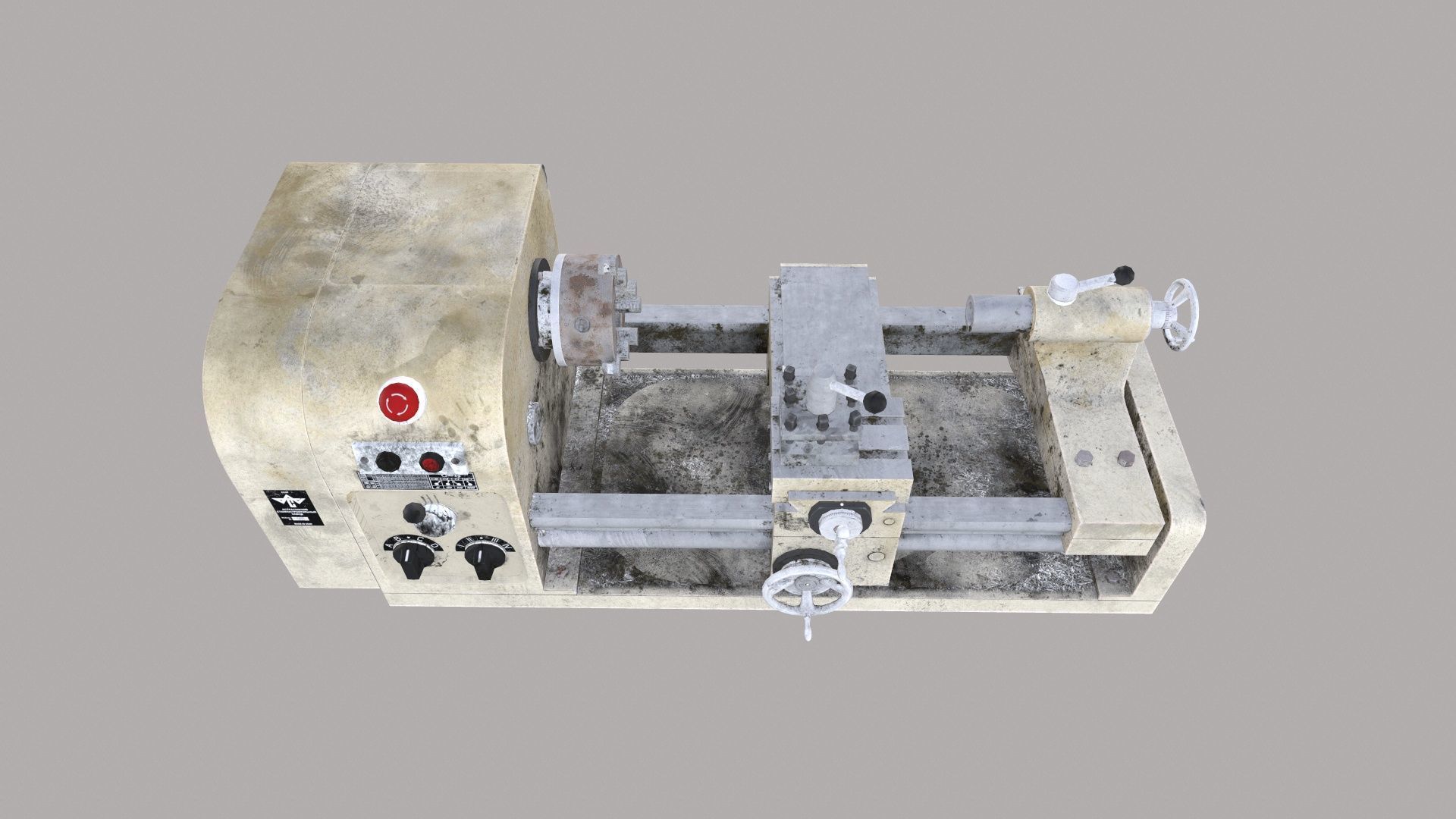 Lathe Machine Low-poly 3D model_2