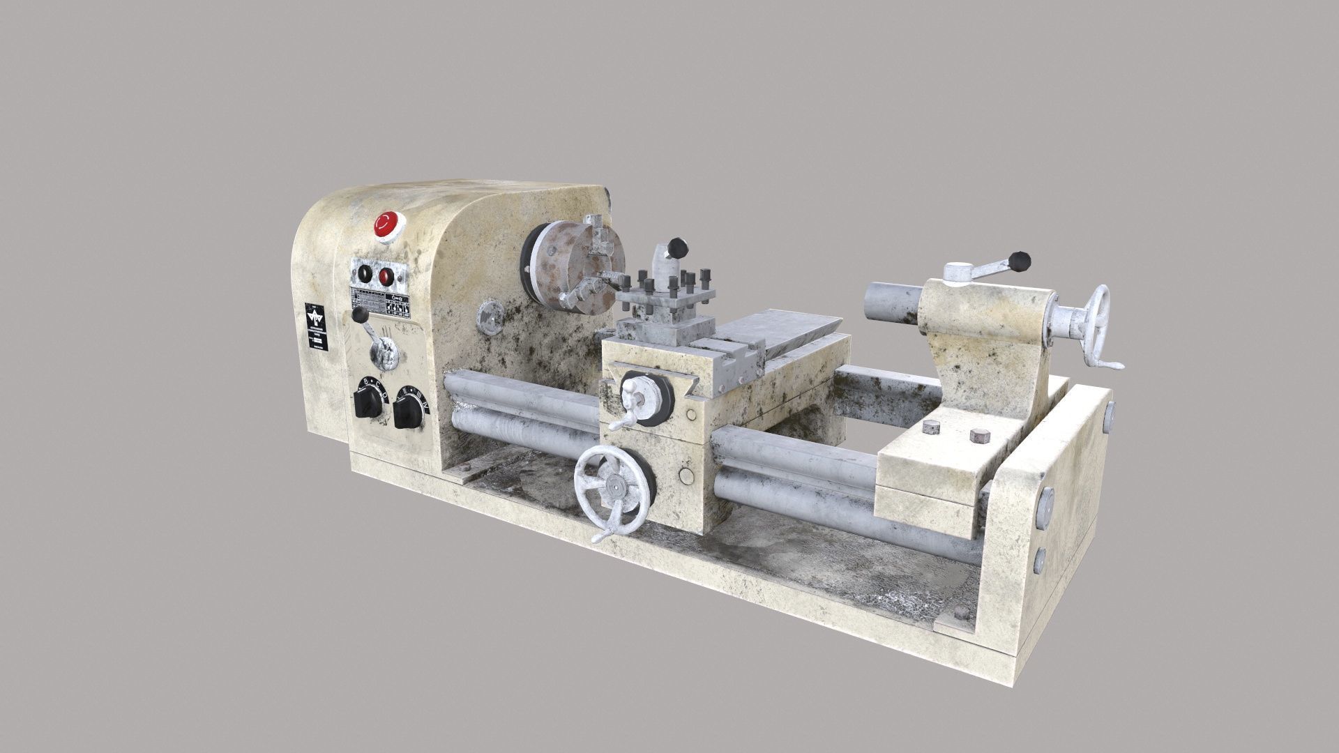 Lathe Machine Low-poly 3D model_3