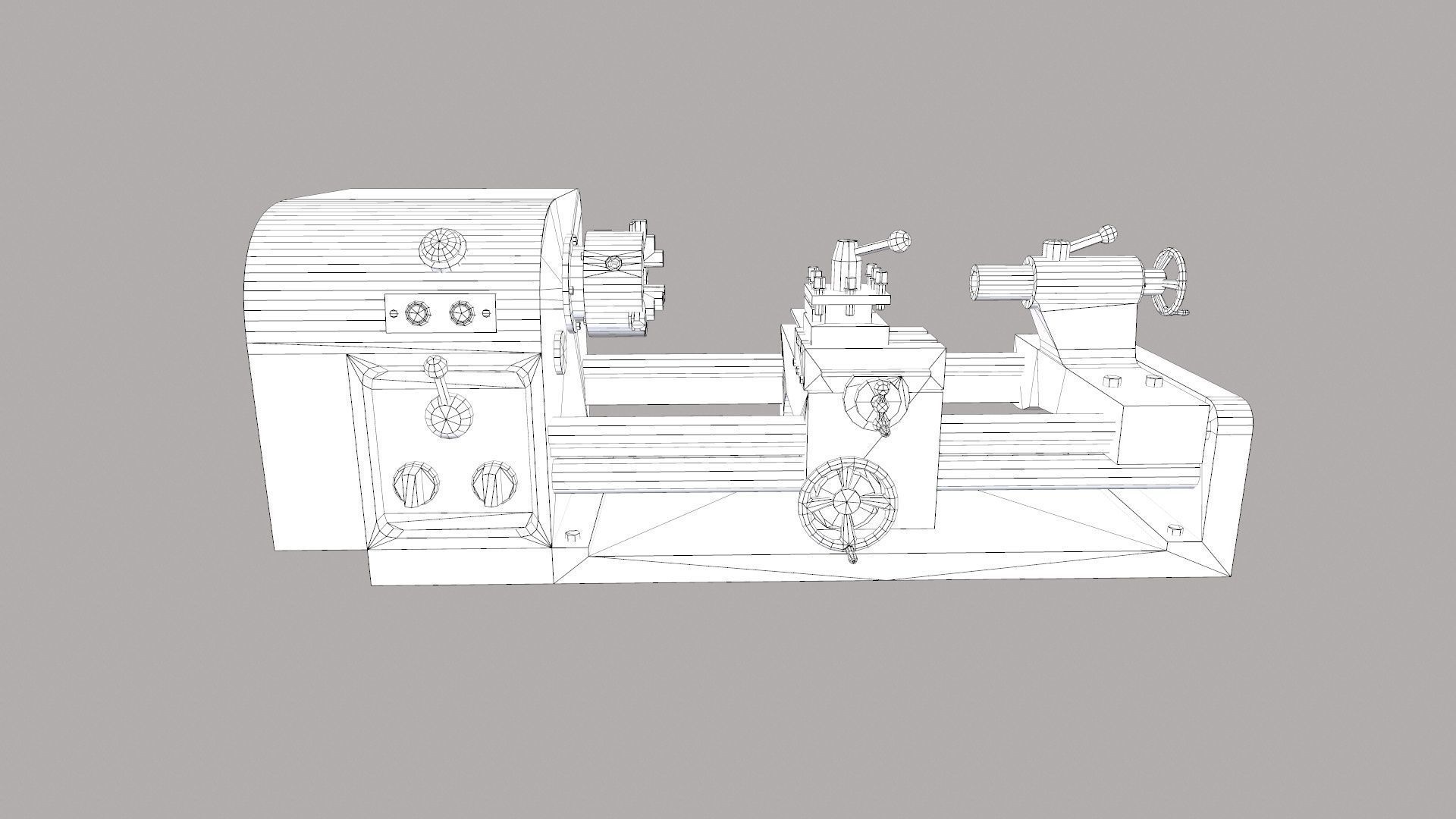 Lathe Machine Low-poly 3D model_10
