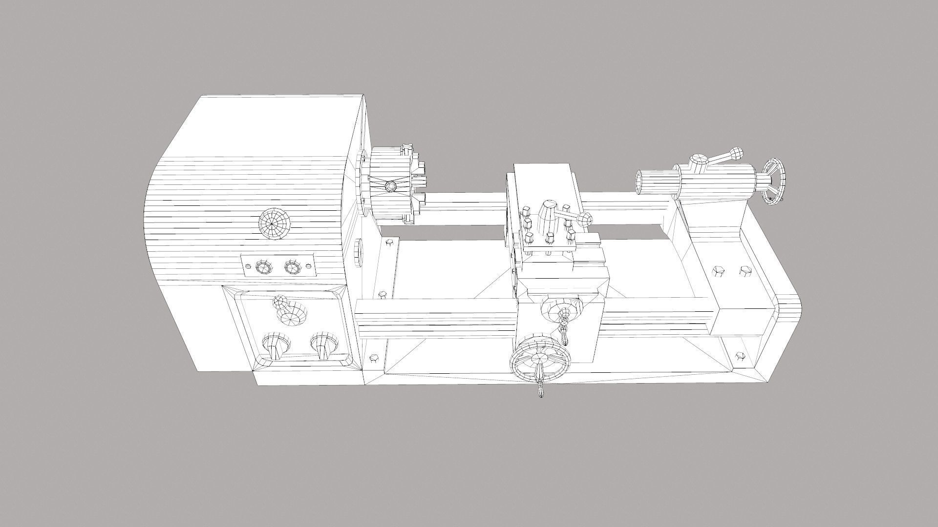 Lathe Machine Low-poly 3D model_11