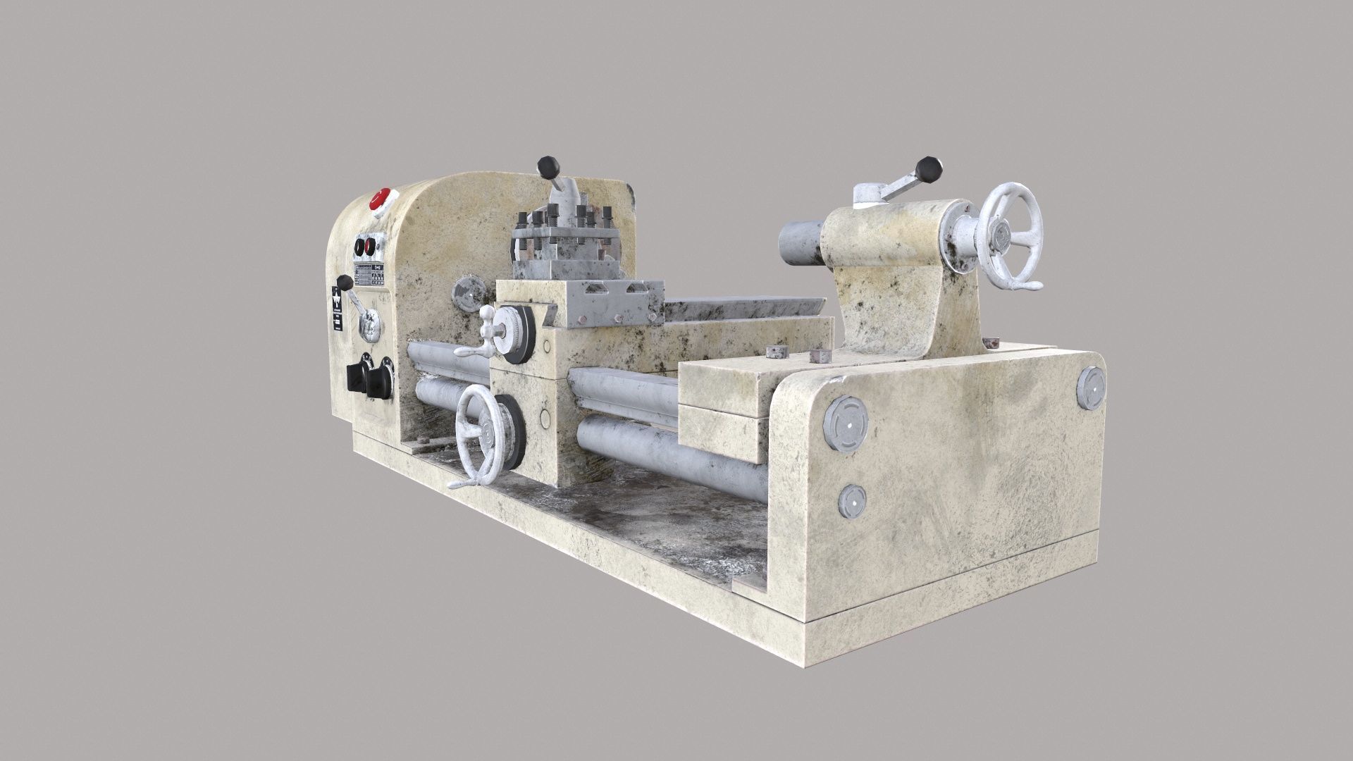 Lathe Machine Low-poly 3D model_4