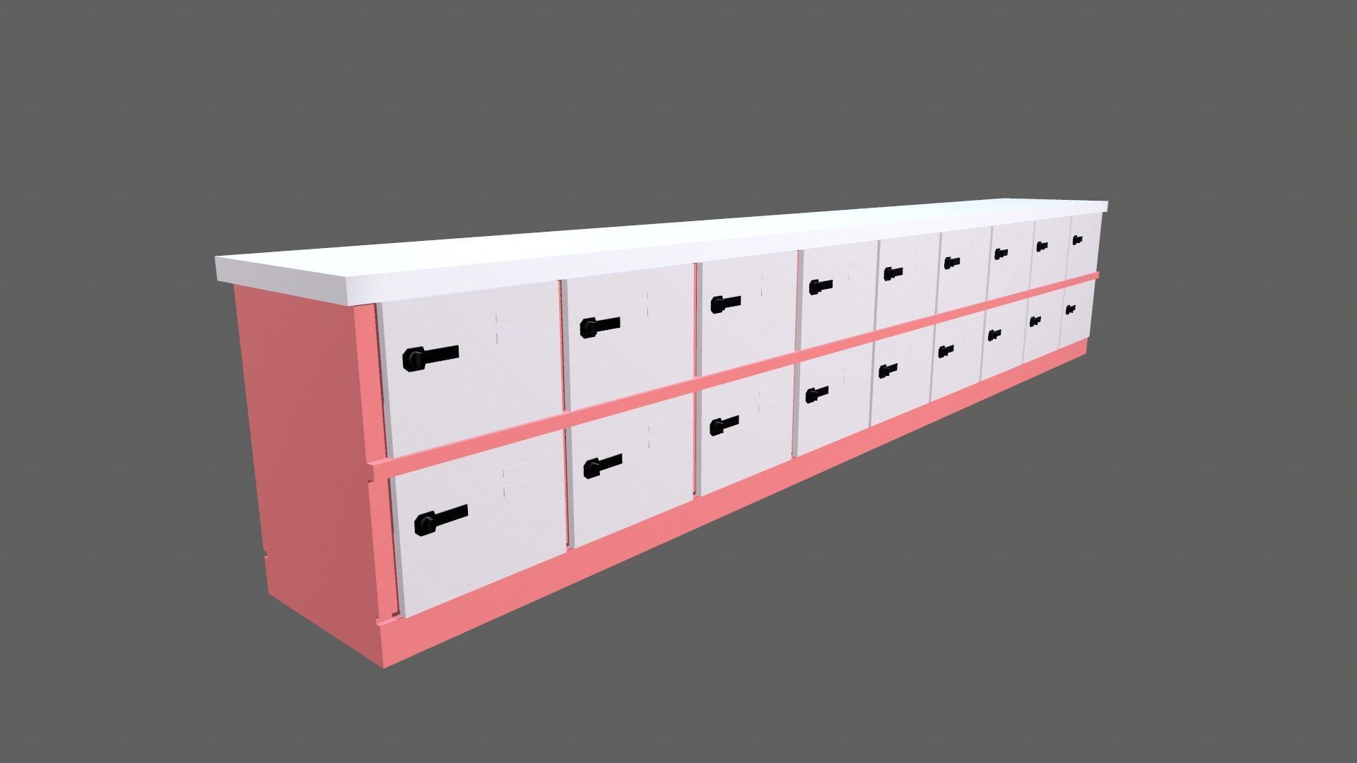 Commercial Lockers Two Row Low-poly 3D model_3