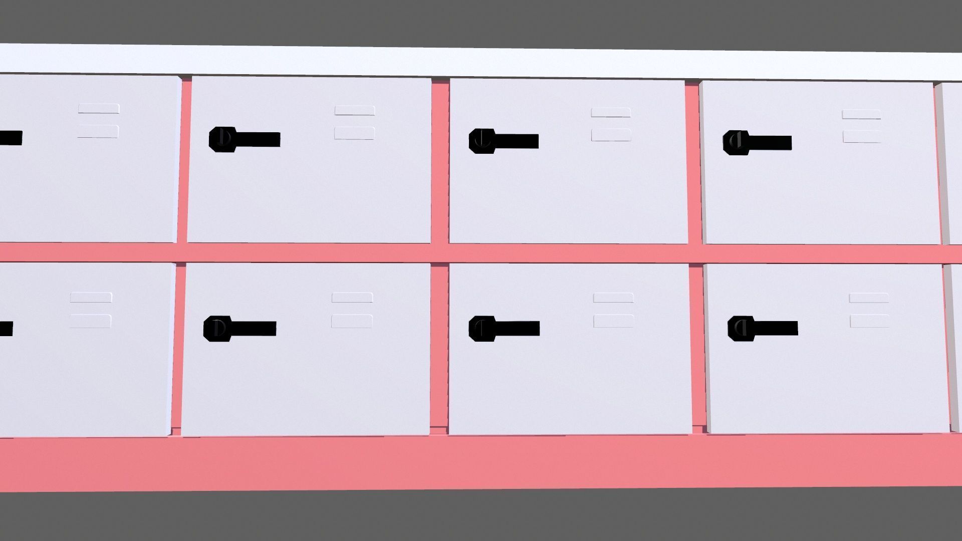 Commercial Lockers Two Row Low-poly 3D model_6