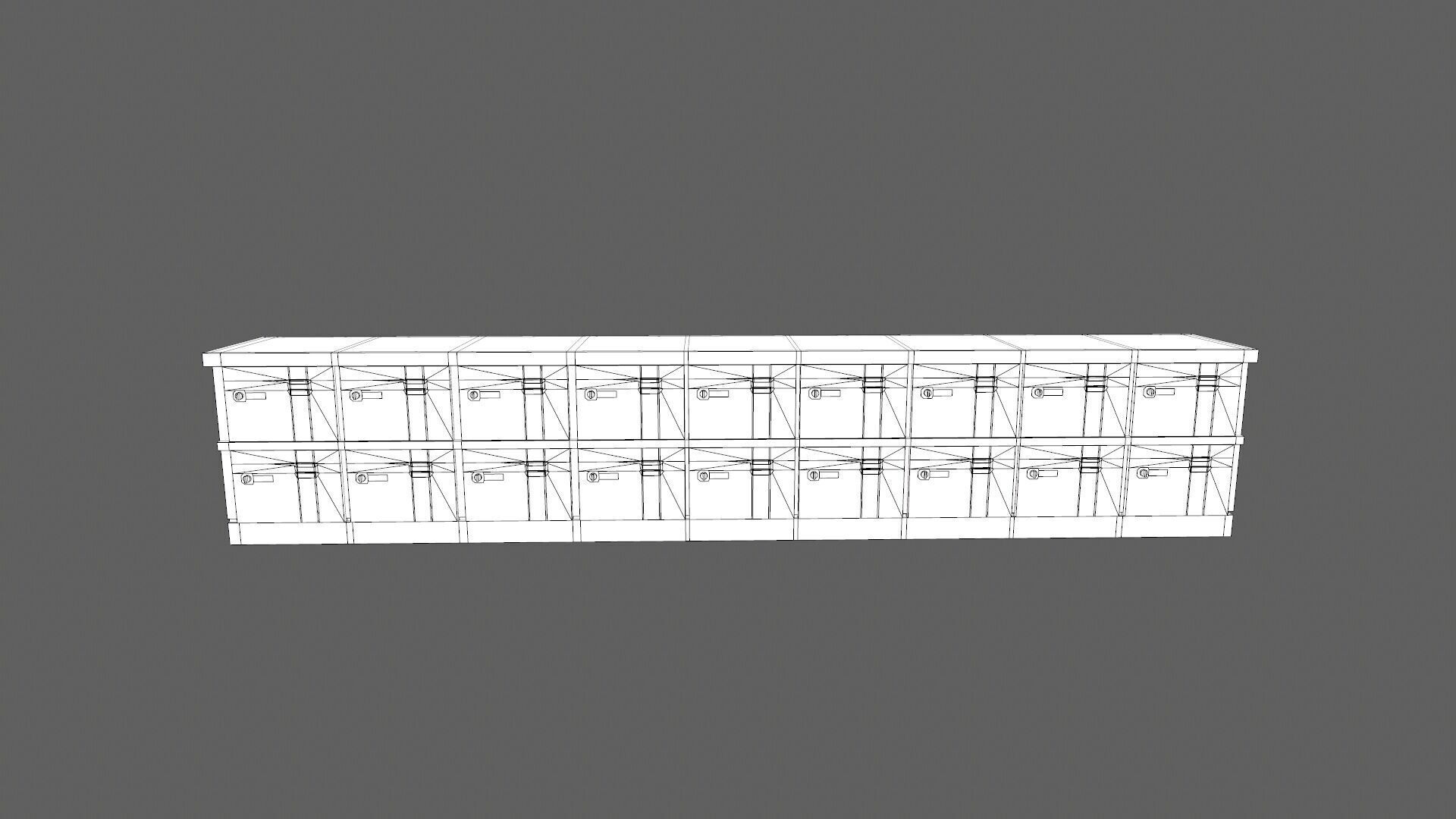 Commercial Lockers Two Row Low-poly 3D model_9