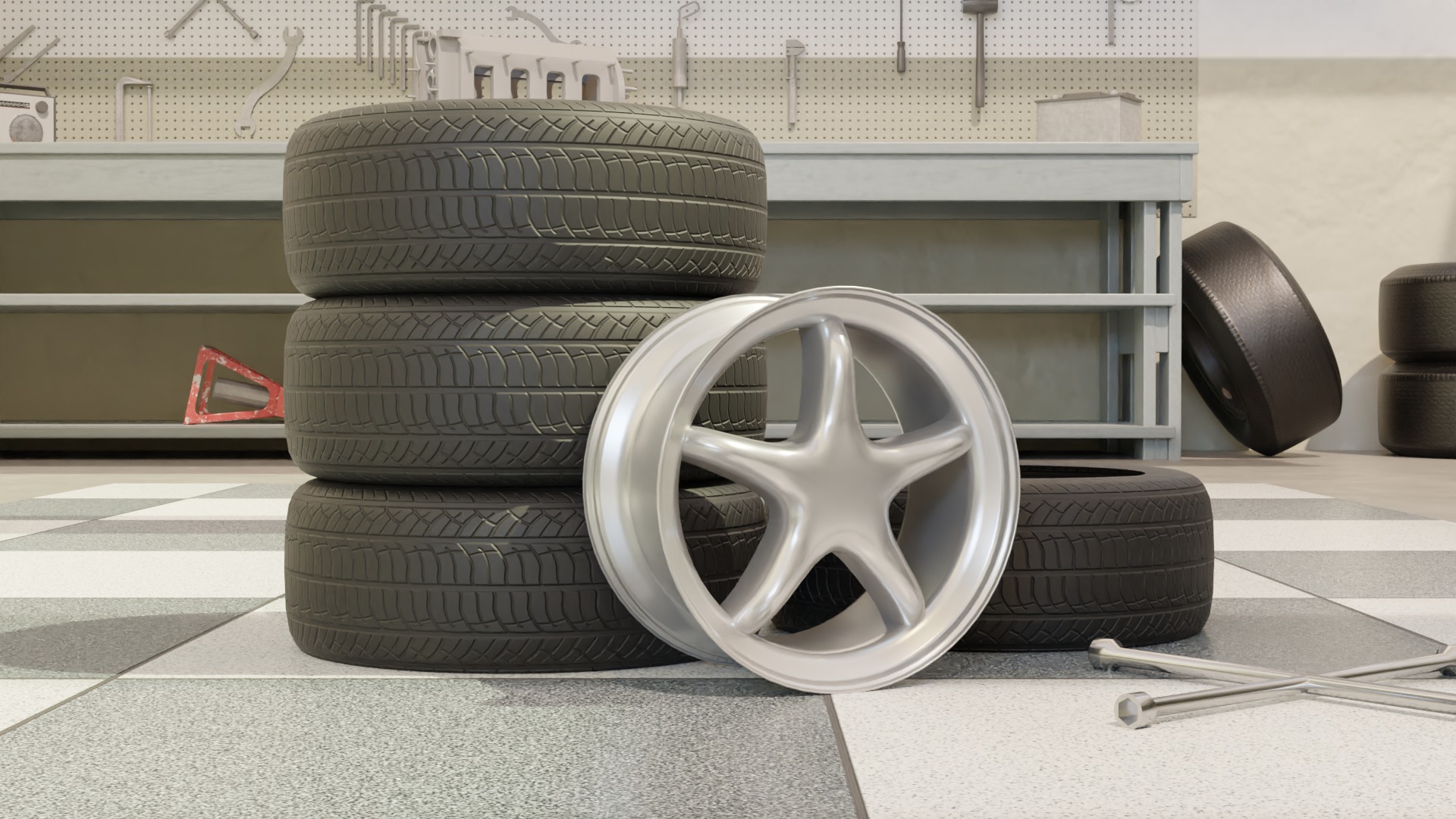 High-Detail Car Wheels Set for Games and Rendering 3D Model Collection_39