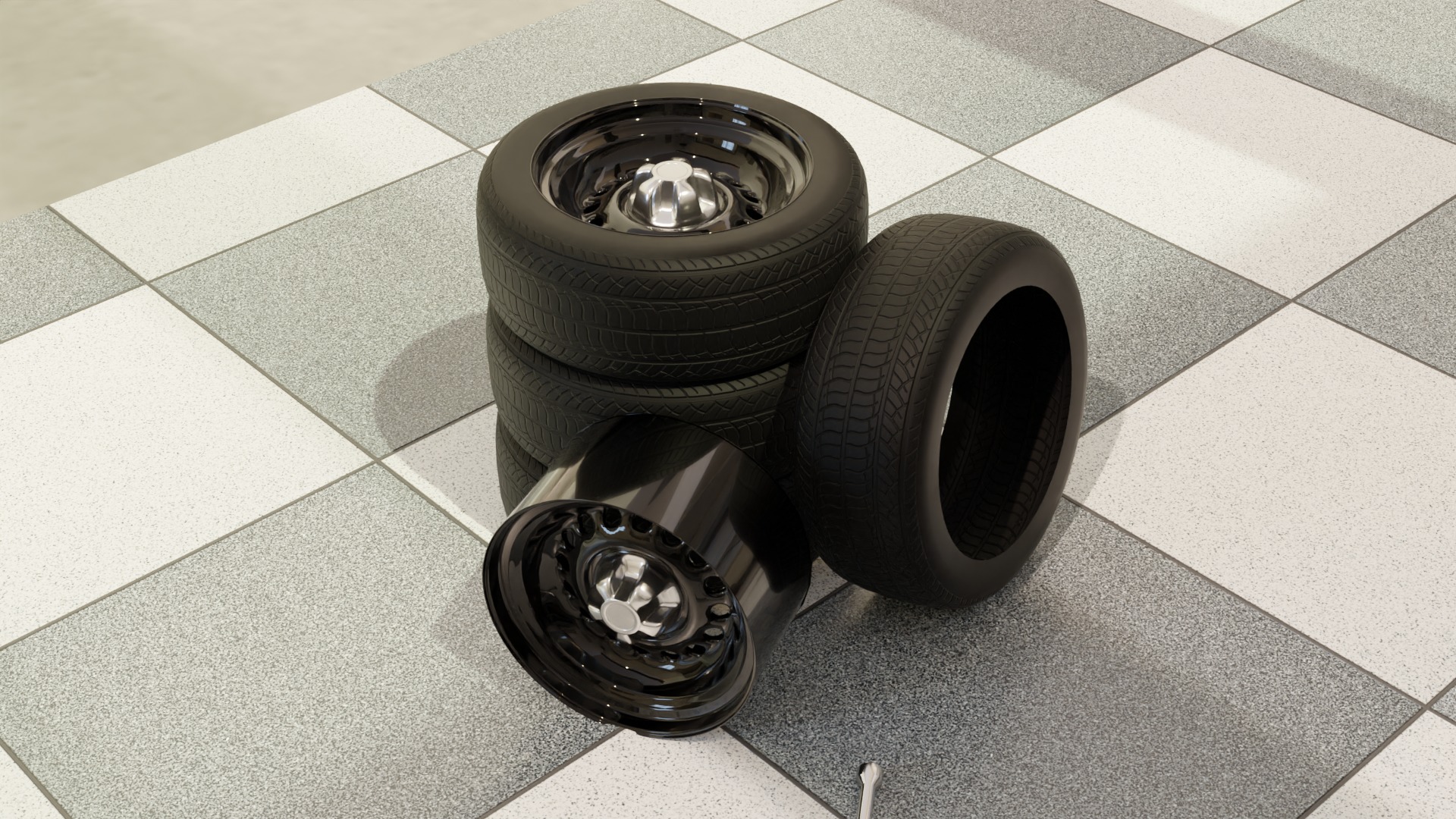 High-Detail Car Wheels Set for Games and Rendering 3D Model Collection_32