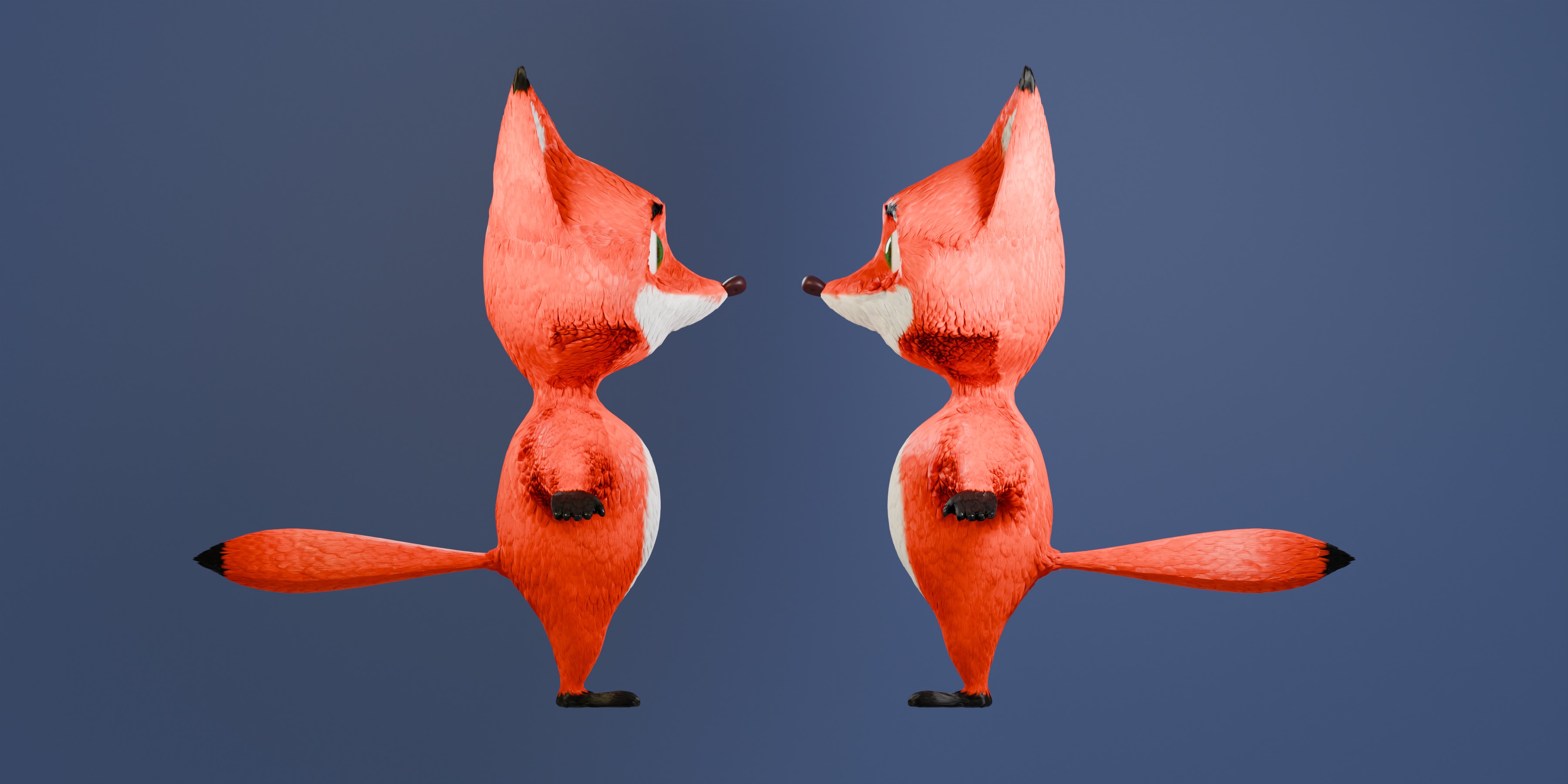 cartoon fox 3D model_2
