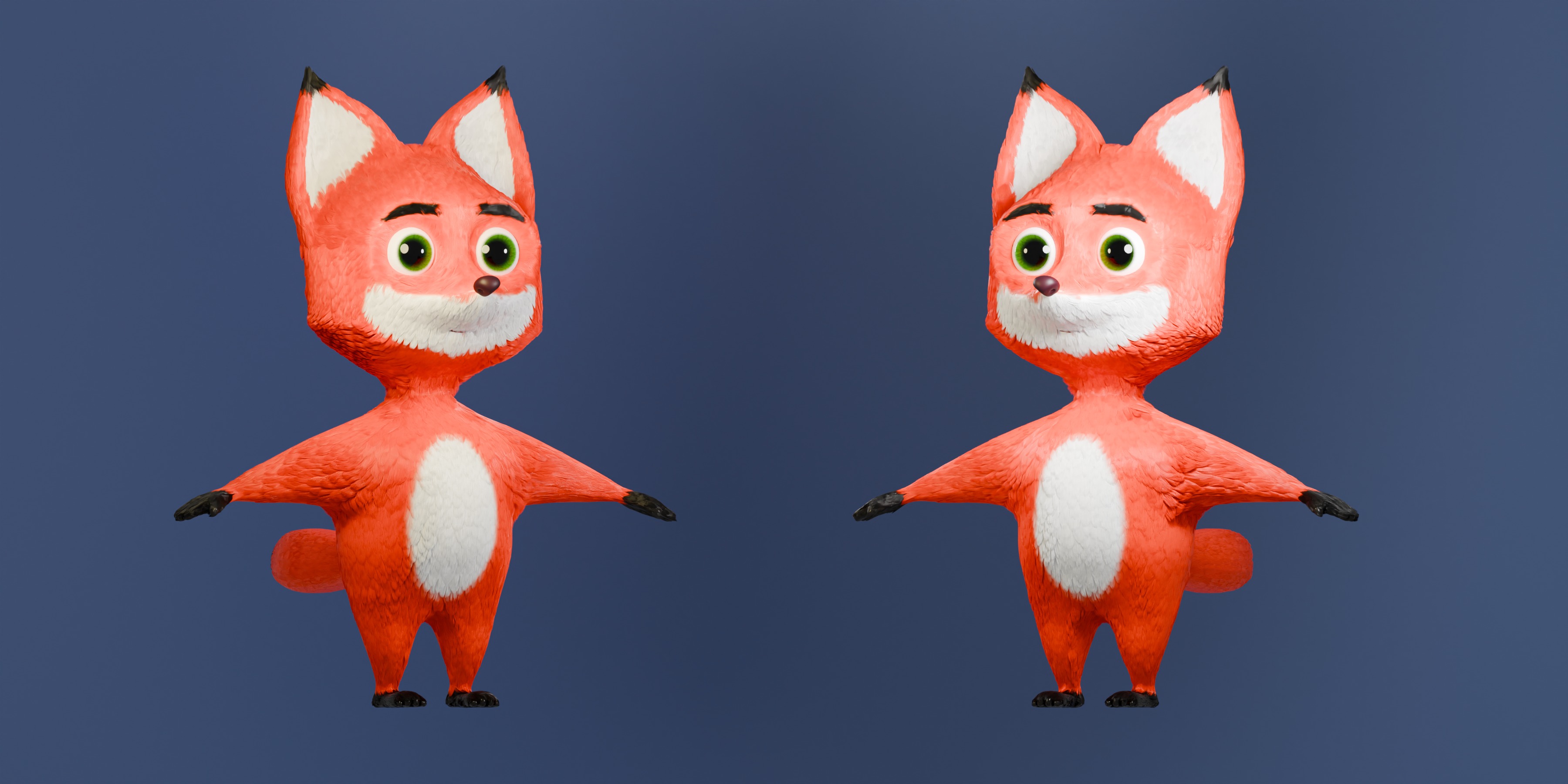 cartoon fox 3D model_1