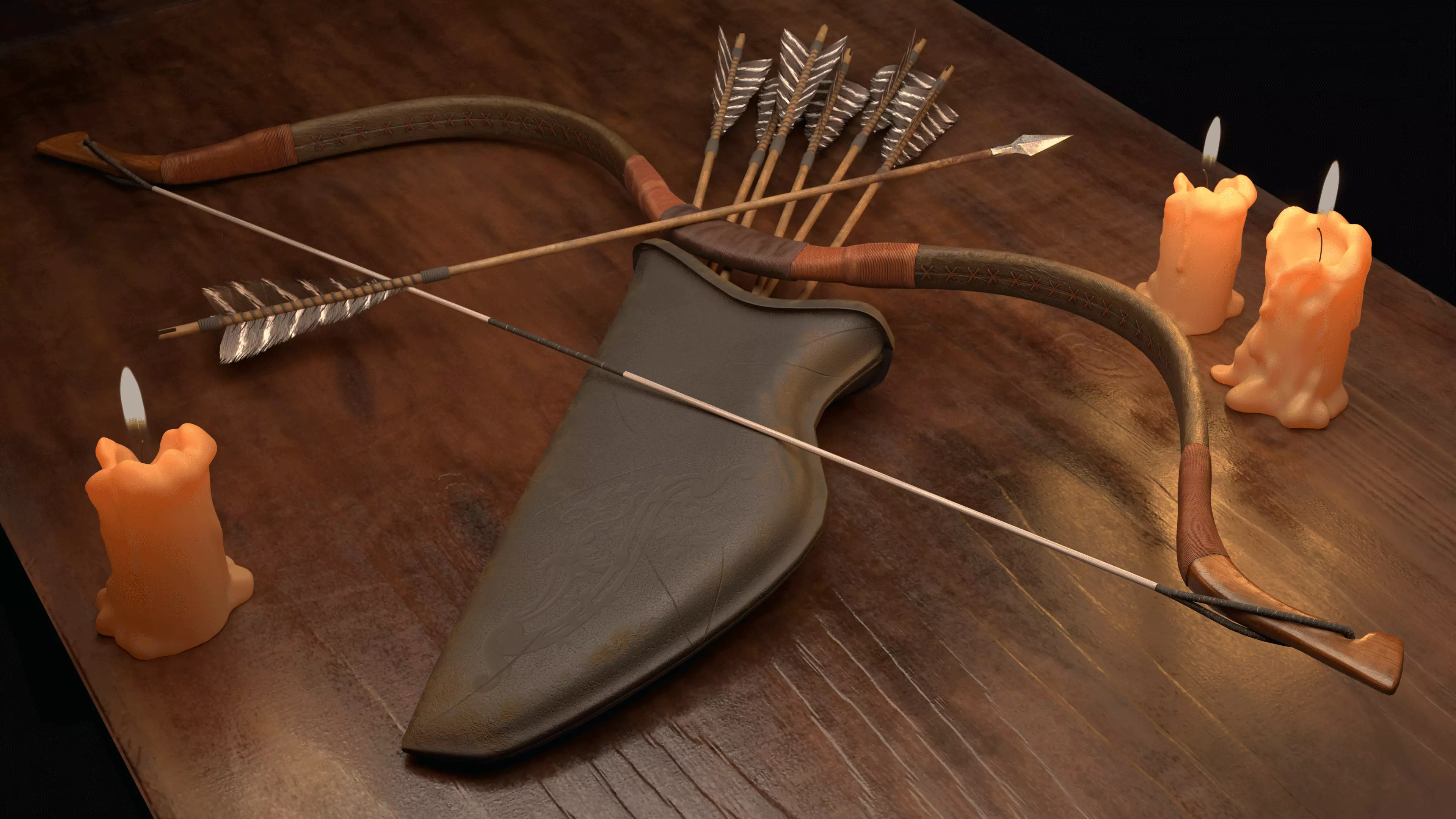 Bow-Mongol Bow-Recurse Bow Low-poly 3D model