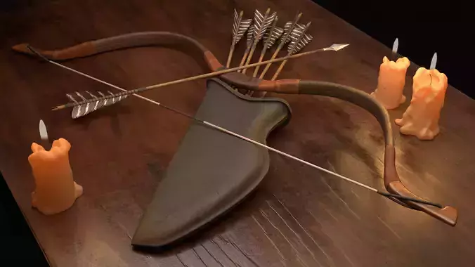 Bow-Mongol Bow-Recurse Bow Low-poly 3D model