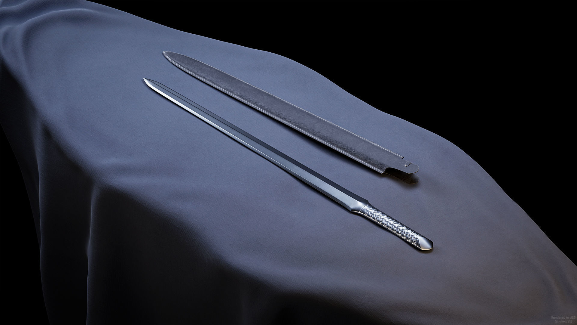 Sword and Scabbard Low-poly 3D model_4