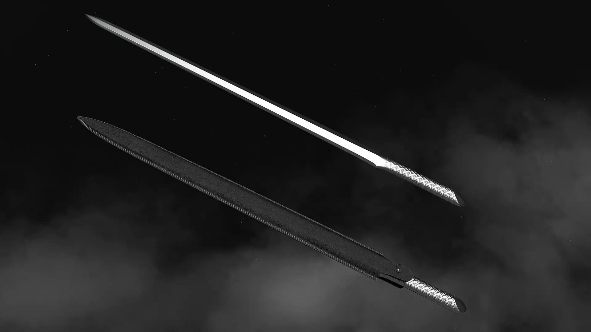 Sword and Scabbard Low-poly 3D model_0