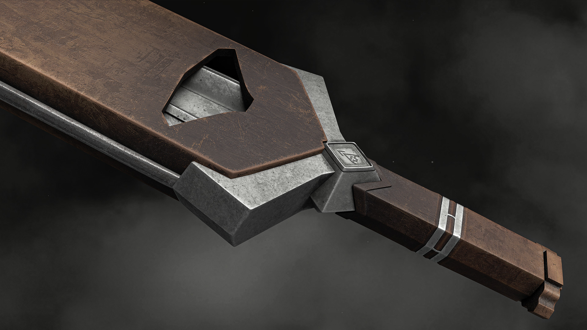 Sword and Scabbard - Dwarven Low-poly 3D model_2