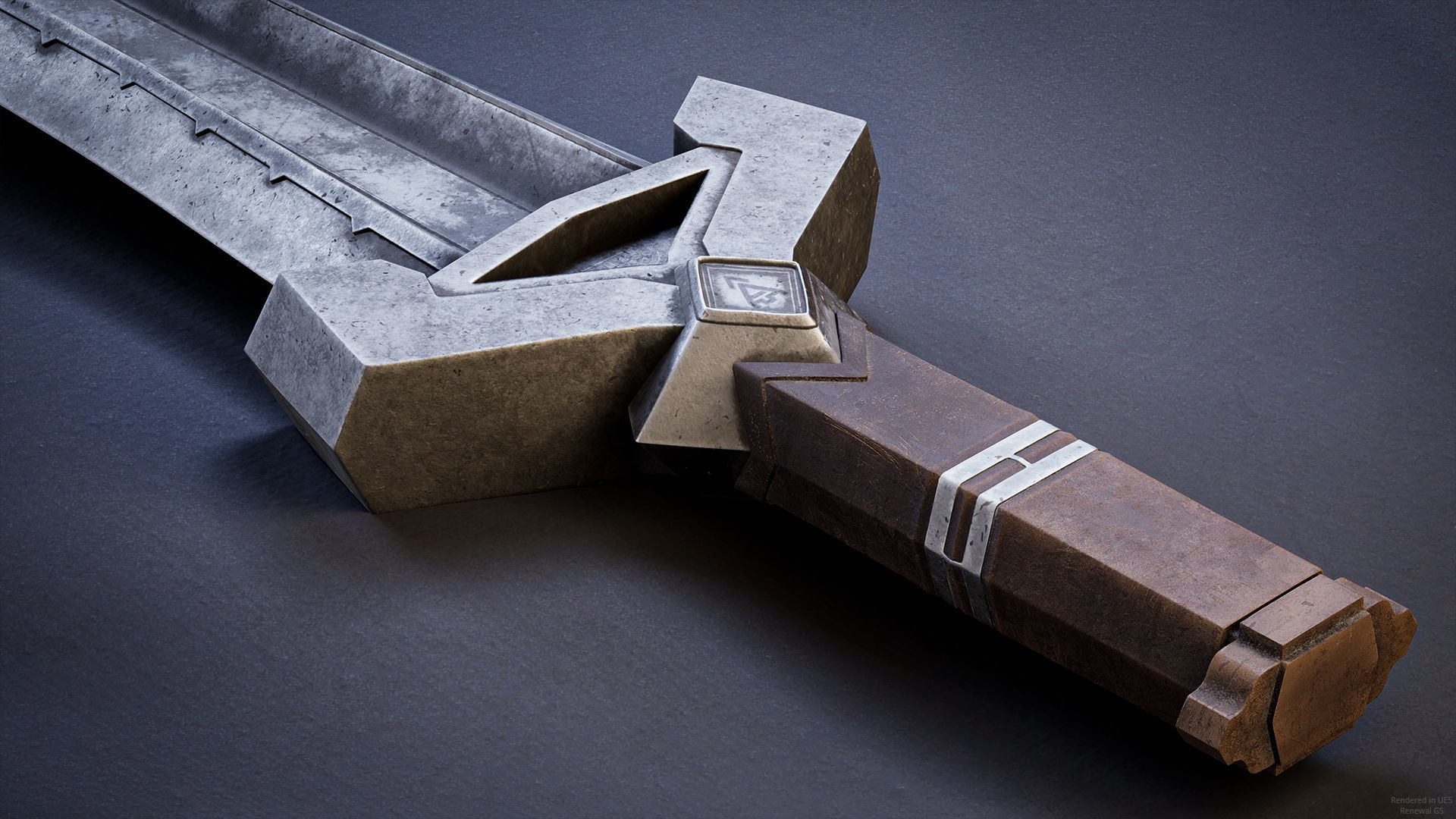 Sword and Scabbard - Dwarven Low-poly 3D model_5