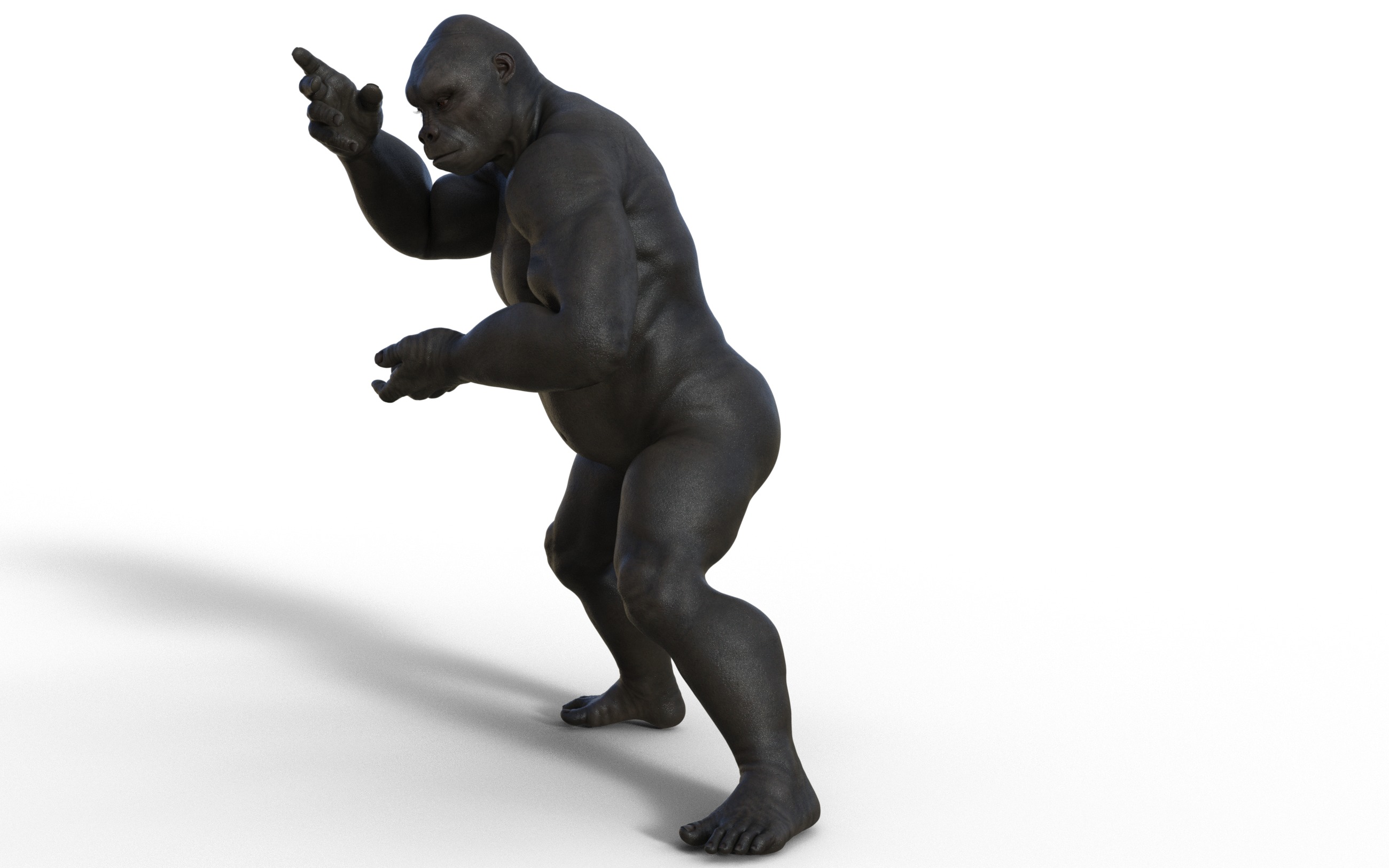 Realistic Rigged Gorilla 3D model_1