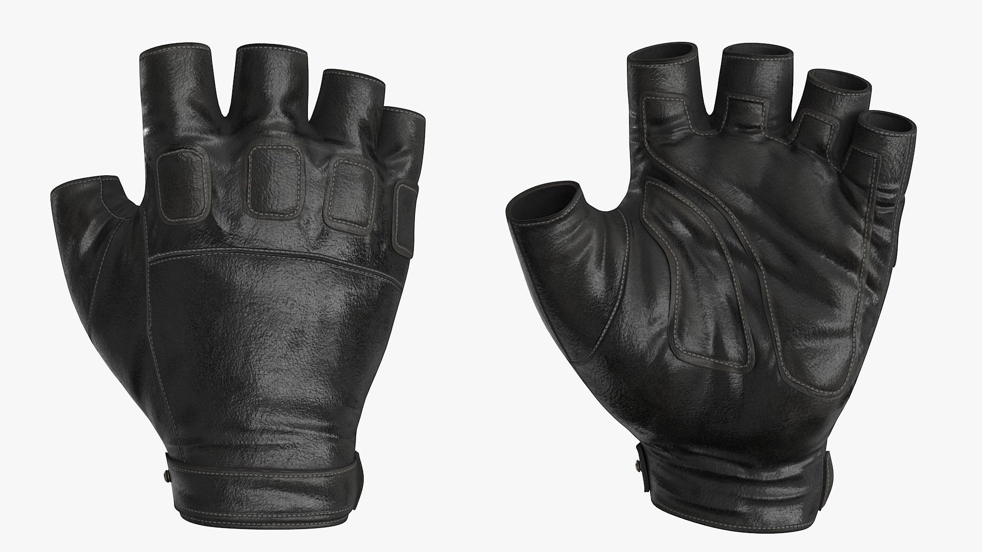 Fingerless Leather Gloves Low-poly 3D model_3