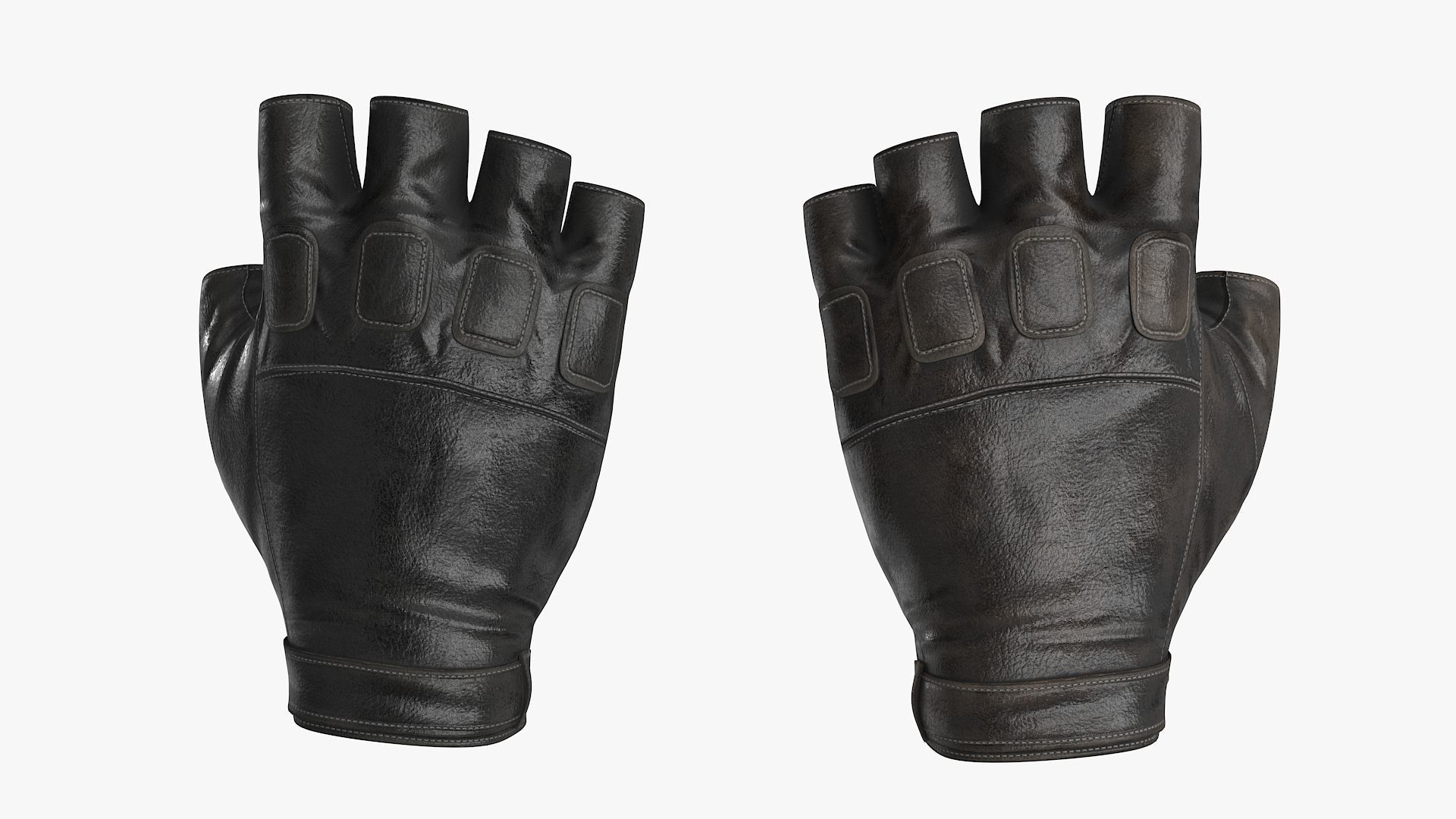Fingerless Leather Gloves Low-poly 3D model_9