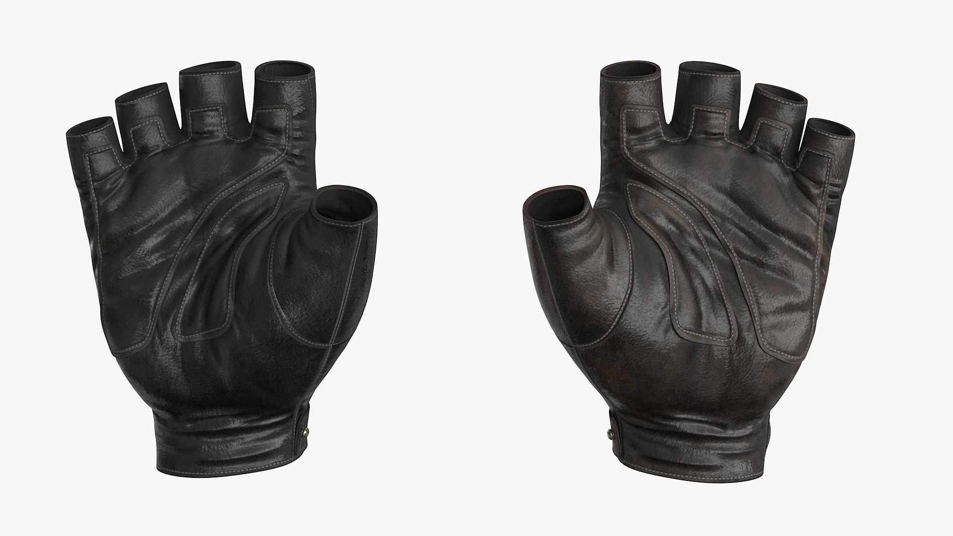 Fingerless Leather Gloves Low-poly 3D model_13