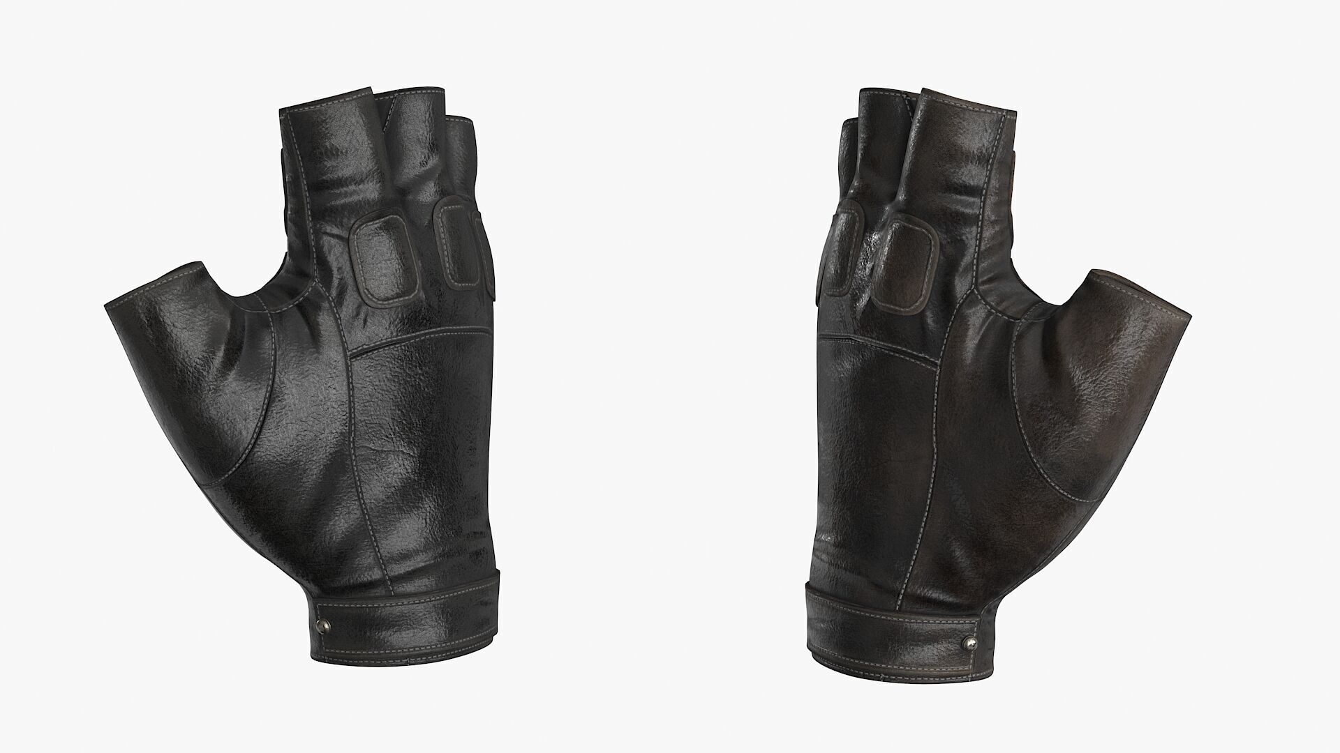 Fingerless Leather Gloves Low-poly 3D model_15