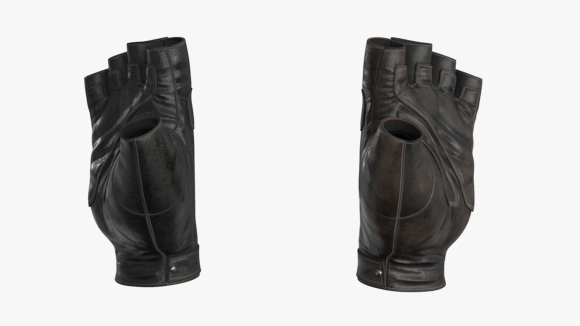 Fingerless Leather Gloves Low-poly 3D model_14