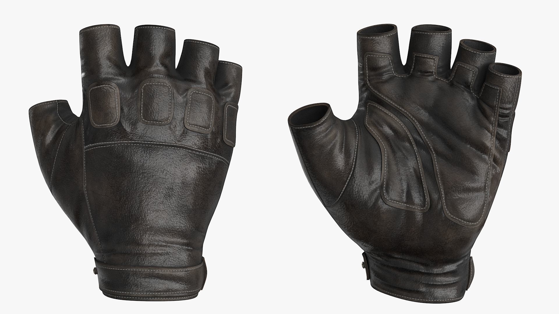 Fingerless Leather Gloves Low-poly 3D model_4