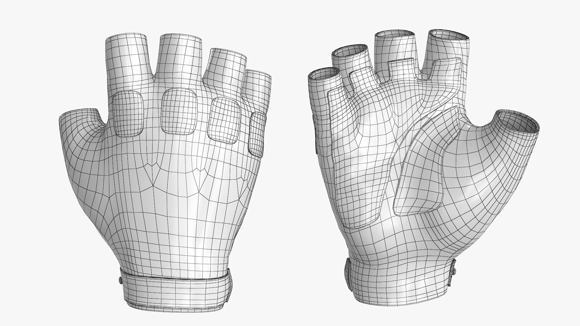 Fingerless Leather Gloves Low-poly 3D model_16