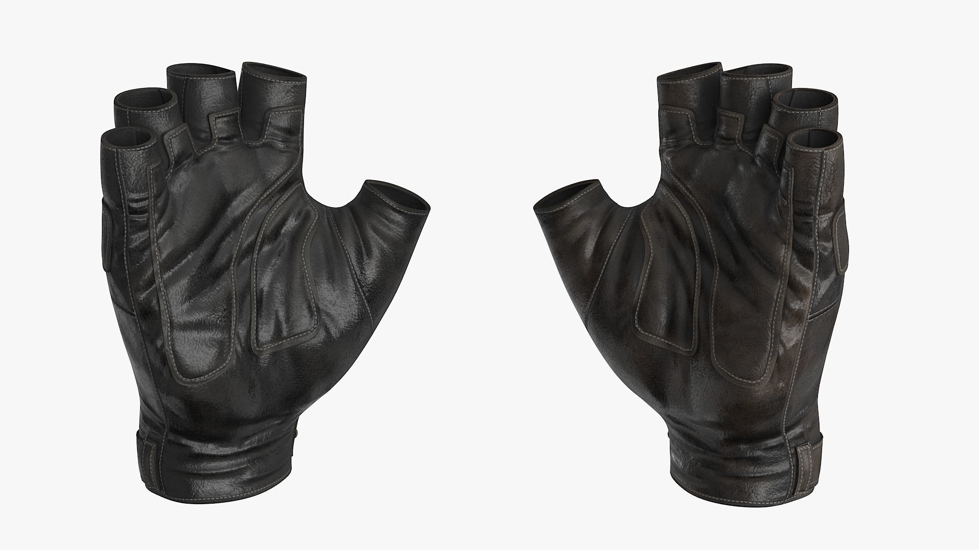 Fingerless Leather Gloves Low-poly 3D model_12
