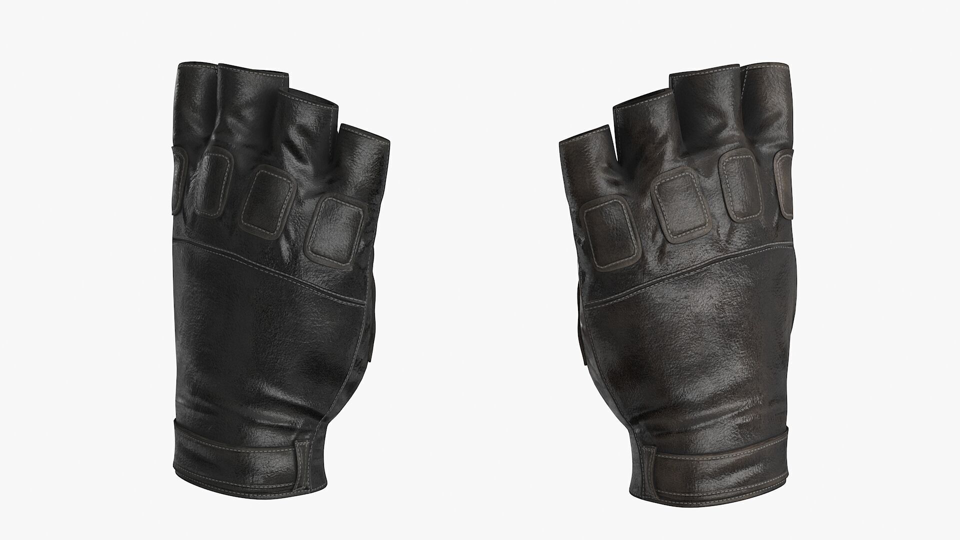 Fingerless Leather Gloves Low-poly 3D model_10