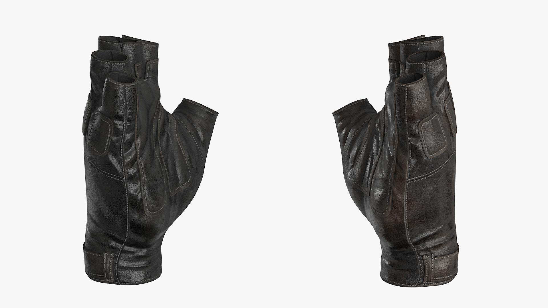 Fingerless Leather Gloves Low-poly 3D model_11