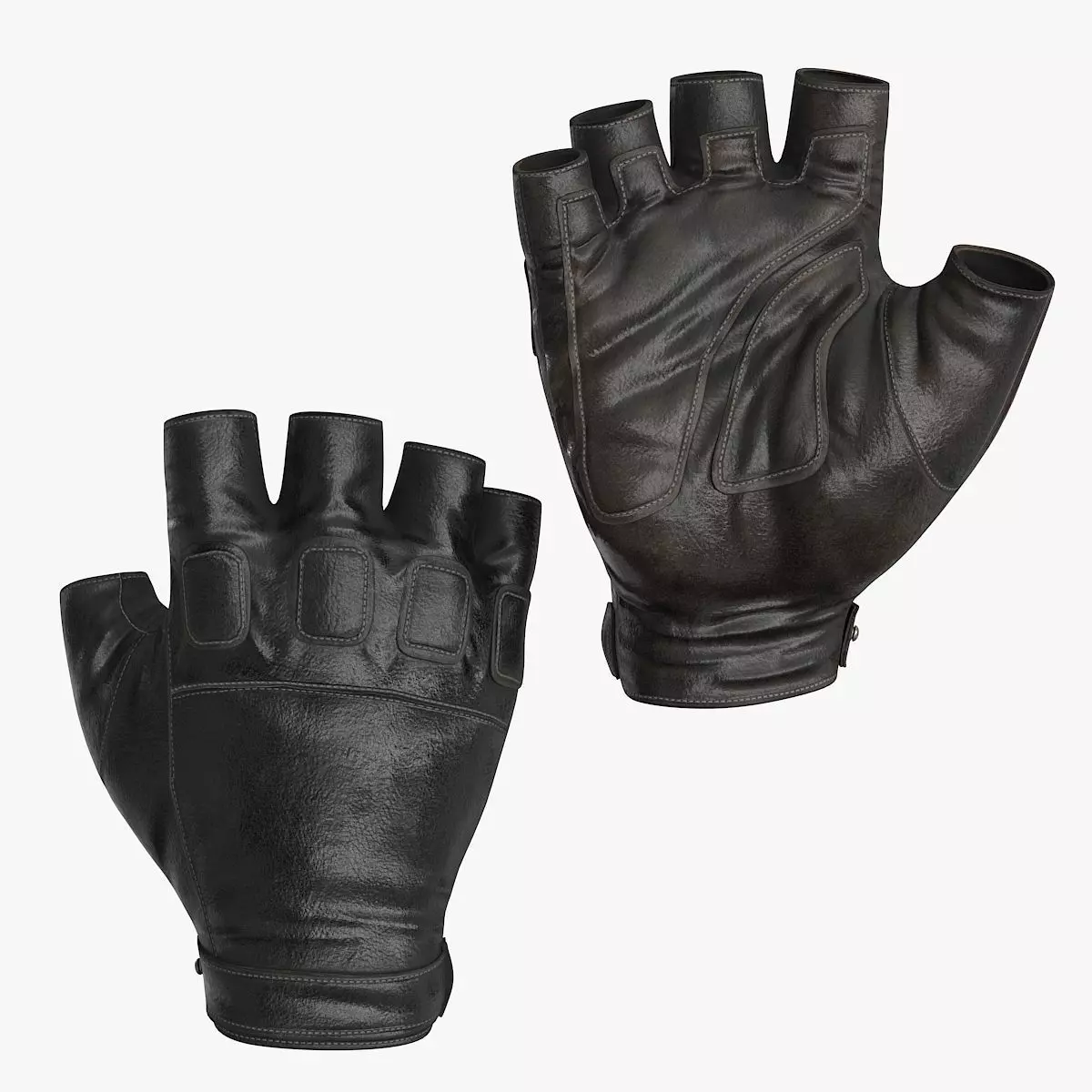 Fingerless Leather Gloves Low-poly 3D model_0