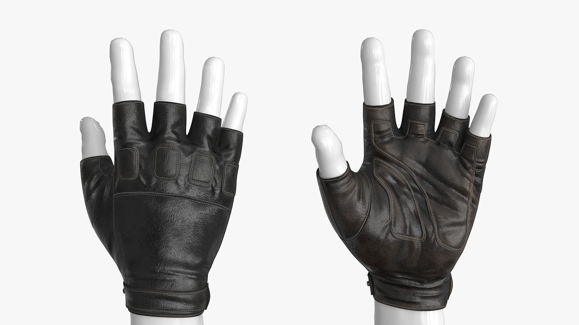 Fingerless Leather Gloves Low-poly 3D model_2