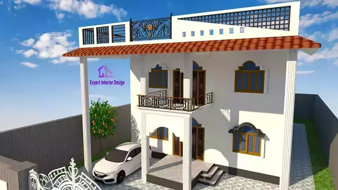 Beautiful House Design Like Bungalow 3D print model