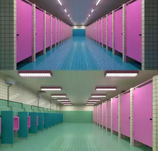 Squid Game players restroom scene 3D model