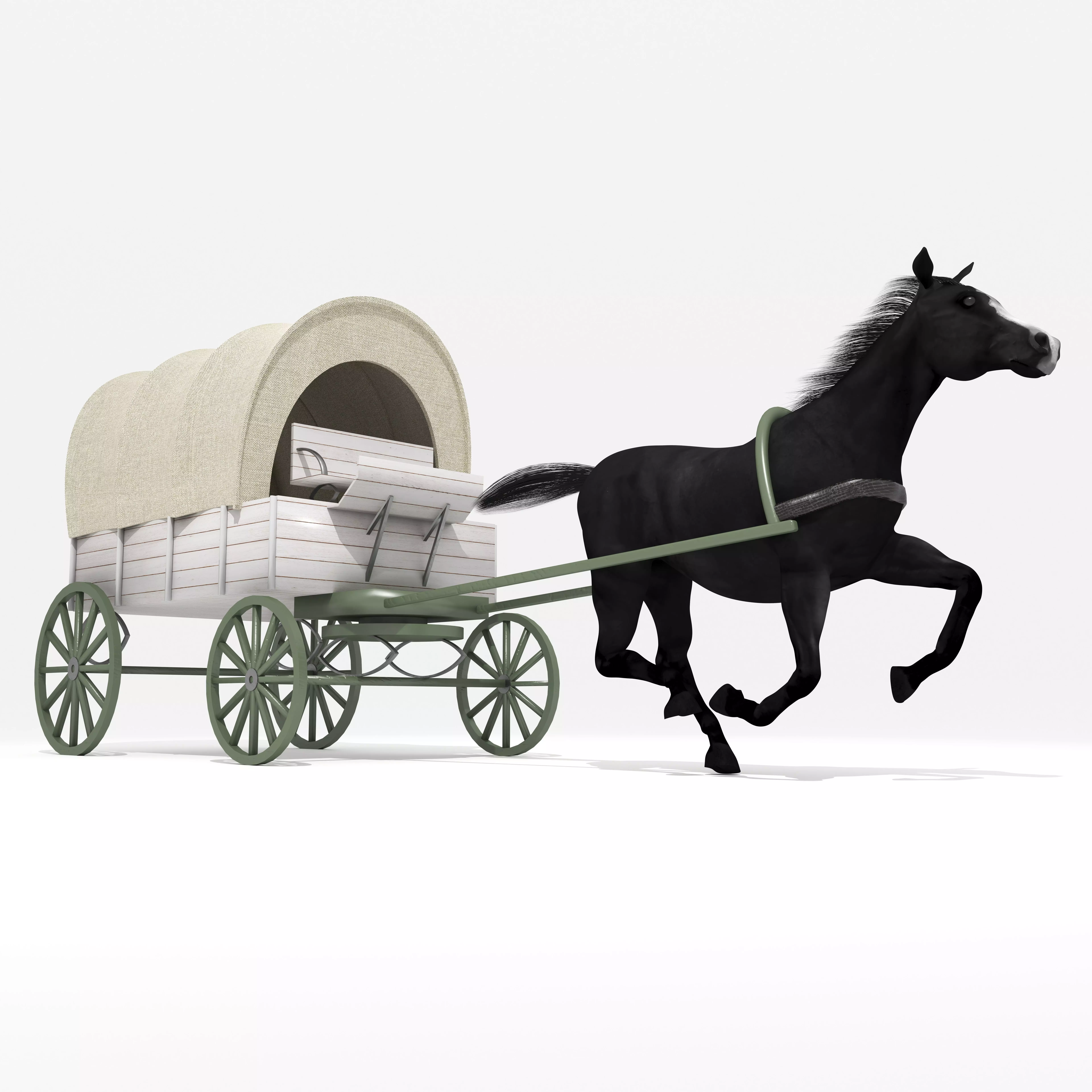 Western Wagon 5 3D model_0