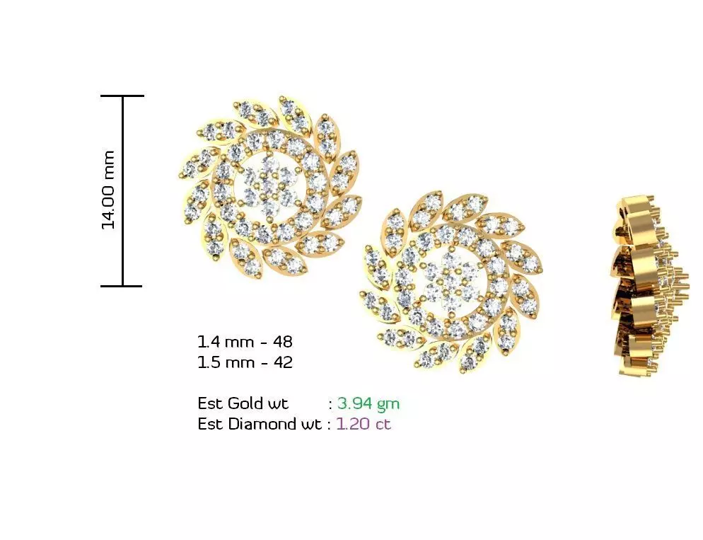 Women Earrings MTL MGX STL OBJ FBX Details 3D print model_0