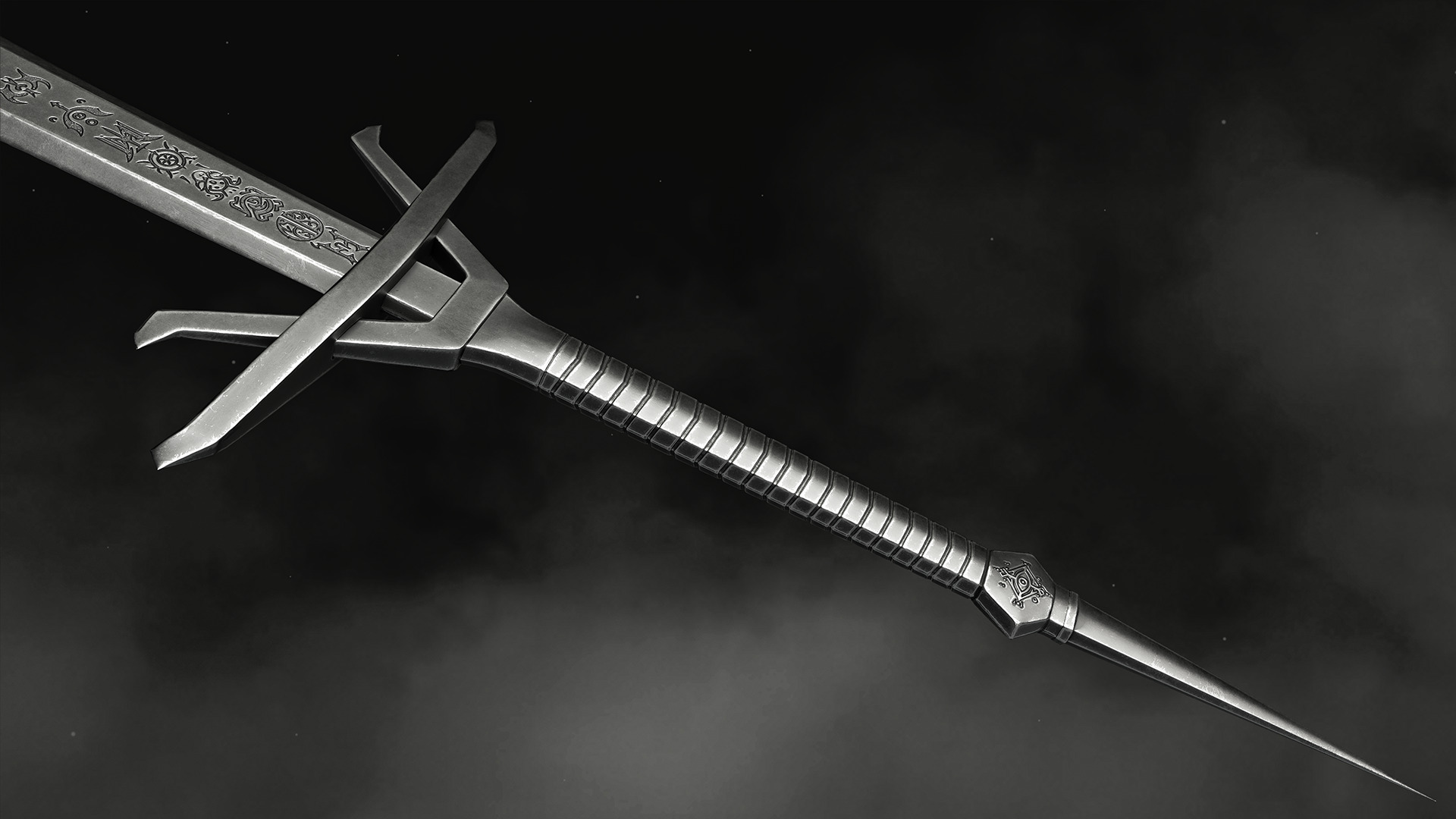 Sword - Dark Fantasy Low-poly 3D model_2